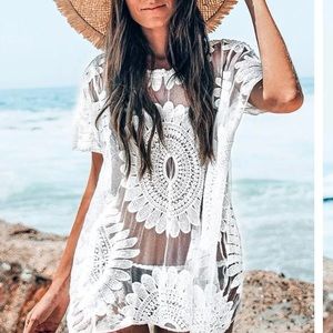 CUPSHE White Sun Floral Cover Up